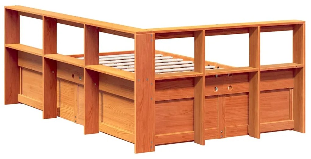 vidaXL Κρεβάτι Βιβλιοθήκη Χωρίς Στρώμα 120x200 εκ Μασίφ Ξύλο Πεύκου