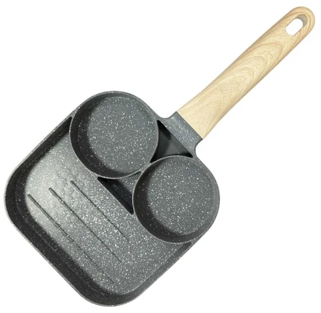 Synamore Τηγάνι Με 3 Θέσεις 17x17cm - Multi-Functional Breakfast Frying Pan