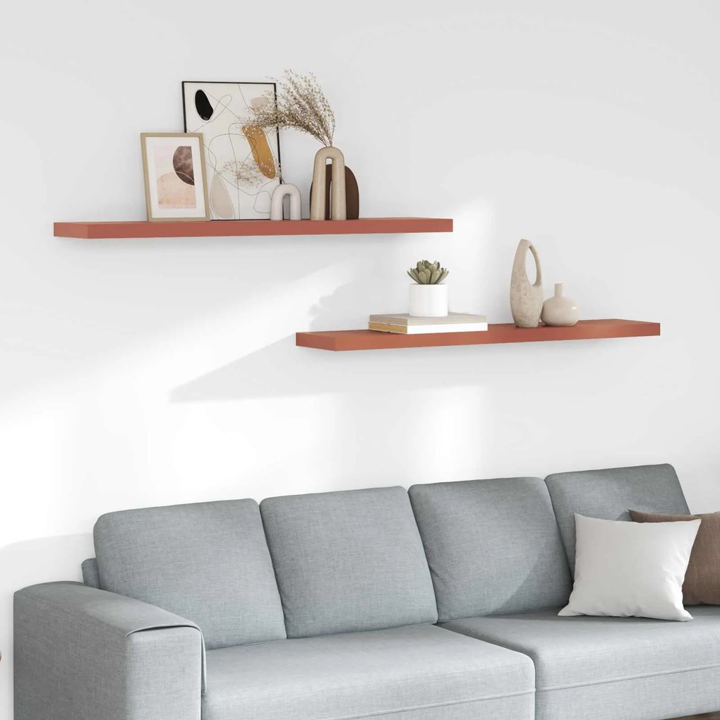 vidaXL Ράφι Τοίχου 2 pcs Κόκκινο 120 x 23,5 x 4 εκ Επεξεργασμένο ξύλο