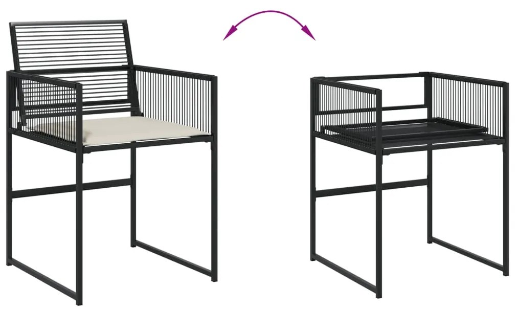 vidaXL Σετ Τραπεζαρίας Κήπου 9 τεμ Μαύρο από Συνθ. Ρατάν με Μαξιλάρια