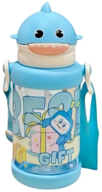 Παιδικό παγούρι πλαστικό με καλαμάκι - 650ml Μπλε