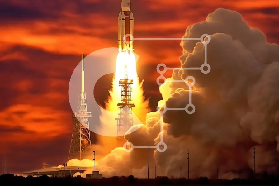 Intra Συλλεκτικό Ξύλινο Παζλ Plywood  4mm - Επική εικόνα της εκτόξευσης πυραύλων στο διάστημα Σε Ξύλινο Κουτί - Διαστάσεις Puzzle: 10x10 cm – 25 κομμάτια