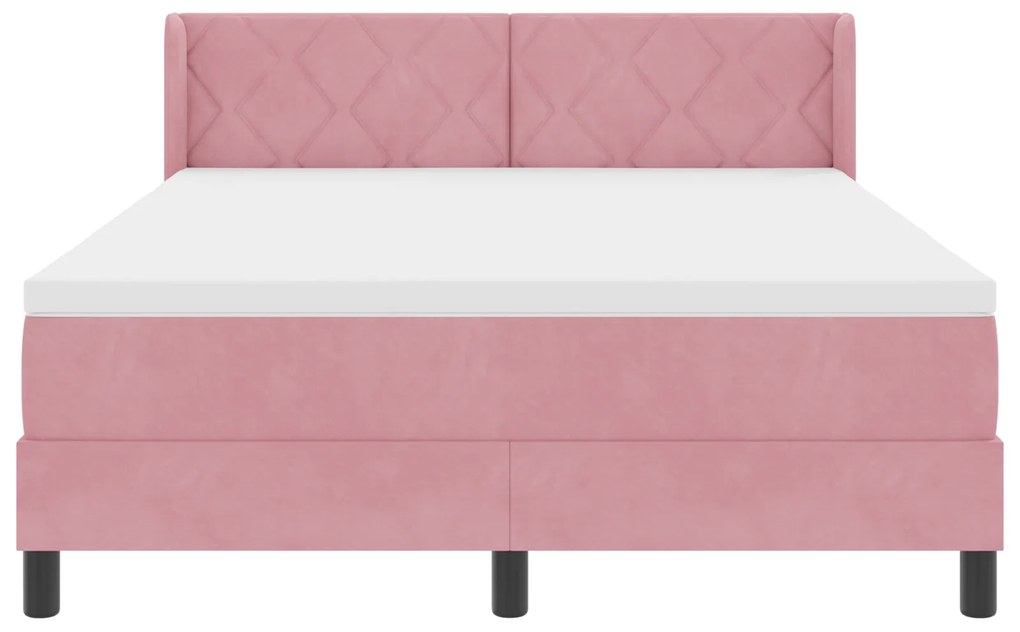 vidaXL Κρεβάτι Box Spring με Ματress Ροζ 140x190 εκ. Βελούδο
