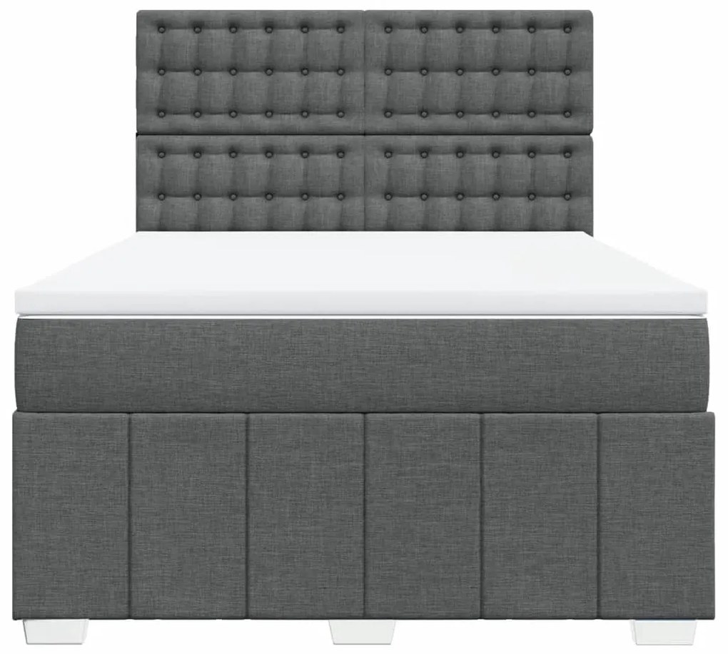 vidaXL Κρεβάτι Boxspring με Στρώμα Σκούρο Γκρι 160x200 εκ Υφασμάτινο