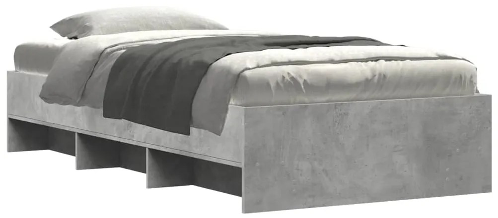 vidaXL Πλαίσιο Κρεβατιού Γκρι Σκυροδέματος 75 x 190 εκ. Επεξεργ. Ξύλο