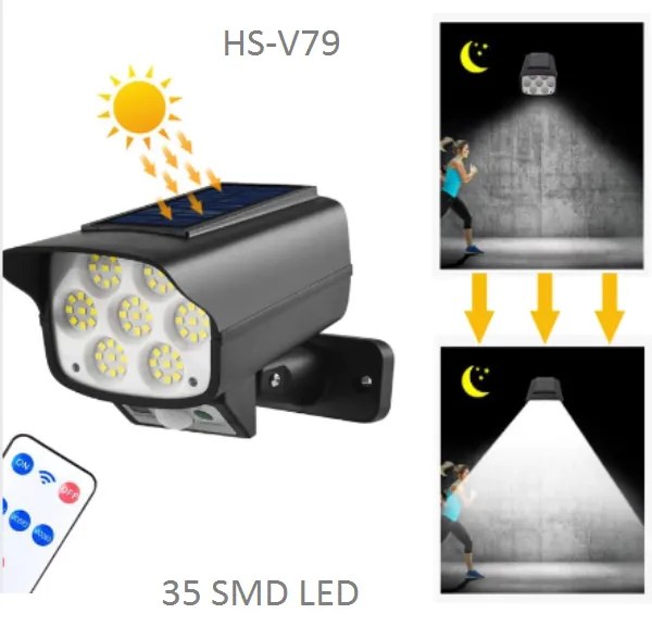 Ηλιακός λαμπτήρας ομοίωμα κάμερας παρακολούθησης με αισθητήρα κίνησης και τηλεχειριστήριο  HS-V79 OEM