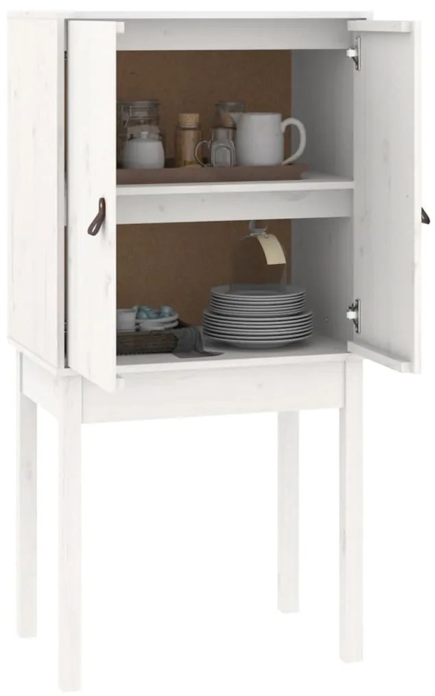 vidaXL Ντουλάπι Ψηλό Λευκό 60 x 40 x 120 εκ. από Μασίφ Ξύλο Πεύκου