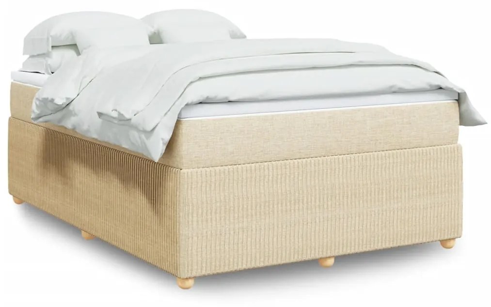 vidaXL Κρεβάτι Boxspring με Στρώμα Κρεμ 140x200 εκ. Υφασμάτινο