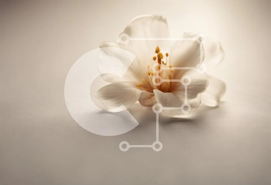 Intra Συλλεκτικό Ξύλινο Παζλ Plywood  4mm - Λεπτό λευκό λουλούδι σε μαλακή επιφάνεια Σε Ξύλινο Κουτί - Διαστάσεις Puzzle: 10x10 cm – 25 κομμάτια