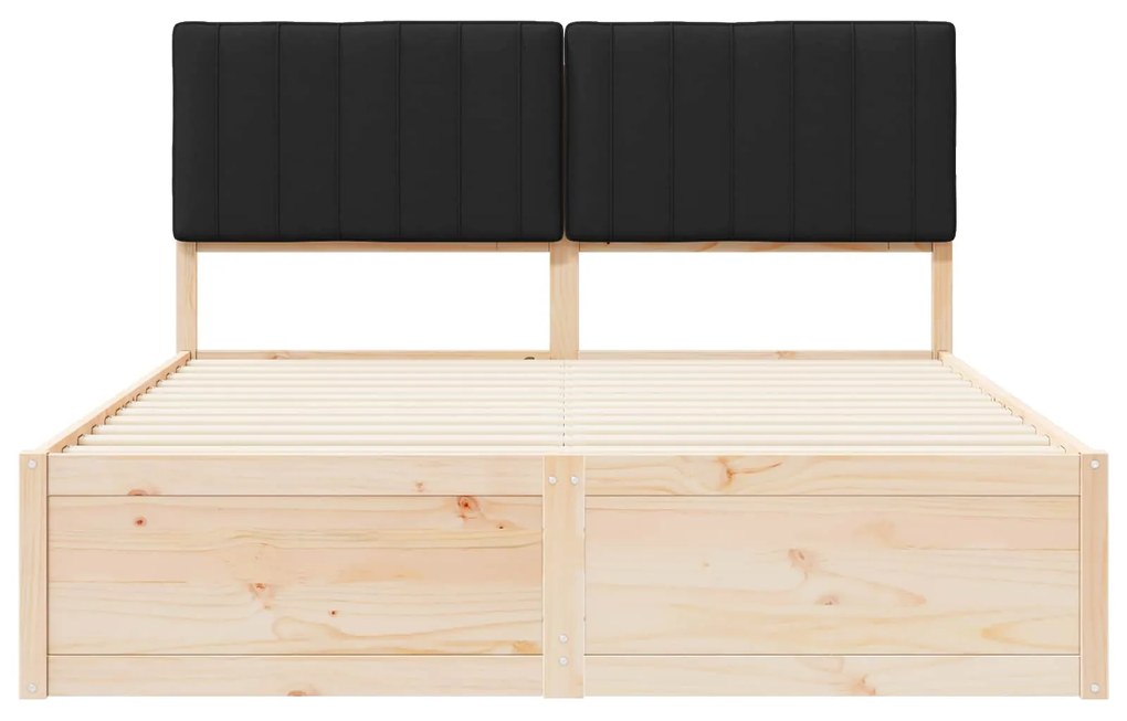 vidaXL Σκελετός Κρεβατιού με Επενδεδυμένο Κεφαλάρι Μαύρο 160 x 200 cm