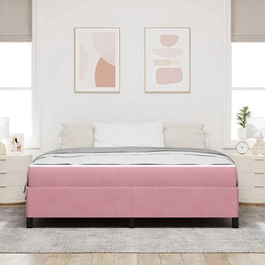 vidaXL Σκελετός Κρεβατιού Άλλο Ρόζ και Λευκό 180 x 200 cm Βελούδο