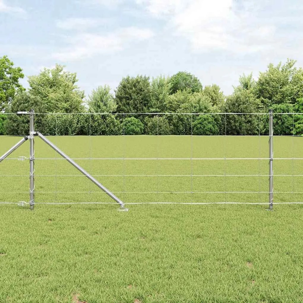 vidaXL Περίφραξη αγρού Ασημί 50 x 0.8 m Γαλβανισμένος χάλυβας