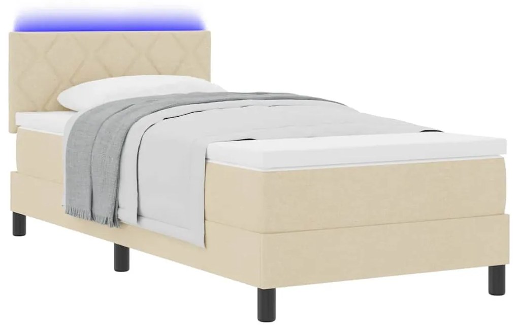 vidaXL Κρεβάτι με ελατήρια με στρώμα Κρεμ 100 x 200 cm ύφασμα