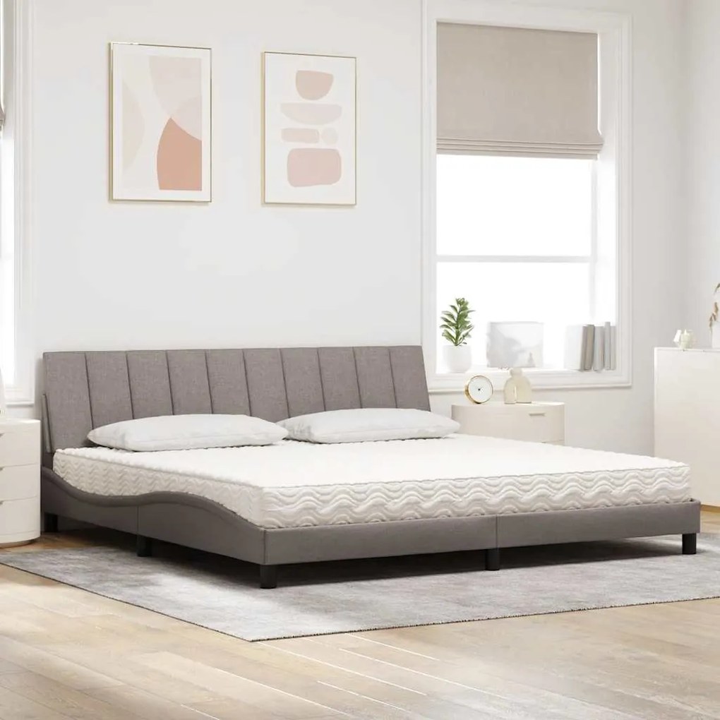vidaXL Κρεβάτι με Στρώμα Taupe 200x200 εκ. Υφασμάτινο
