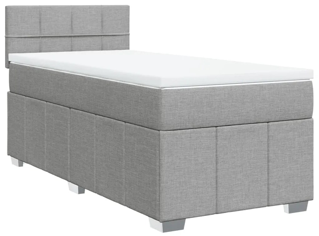 vidaXL Κρεβάτι Boxspring με Στρώμα Ανοιχτό Γκρι 80x200 εκ. Υφασμάτινο