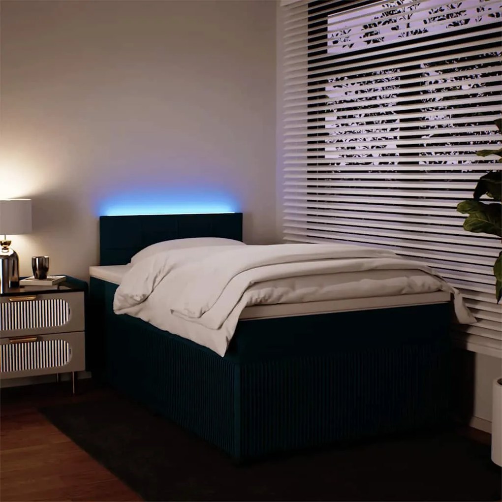 vidaXL Κρεβάτι Boxspring με Στρώμα Μπλε 120x200 εκ. Βελούδινο