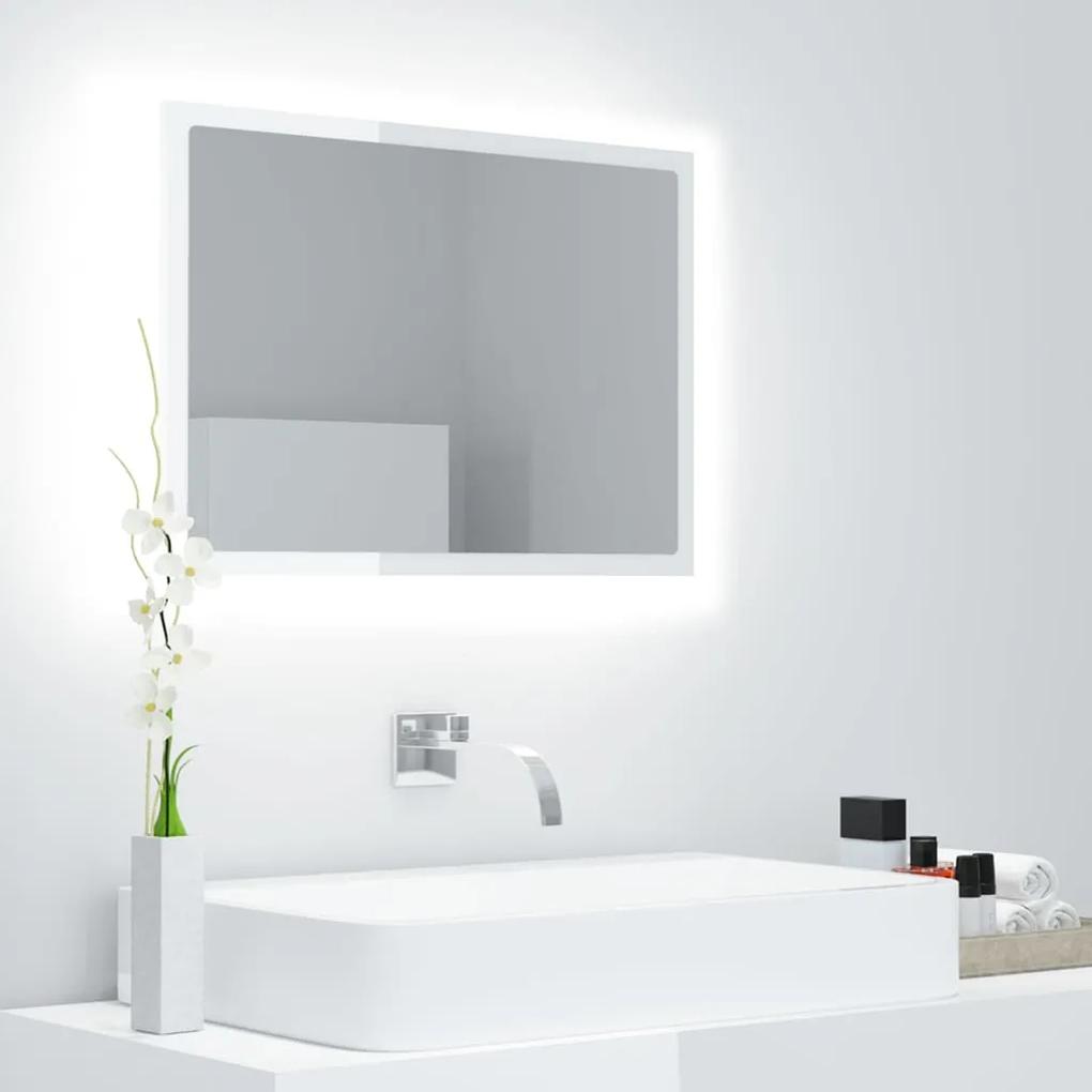 Καθρέφτης Μπάνιου με LED Γυαλ. Λευκό 60x8,5x37εκ. Ακρυλικός