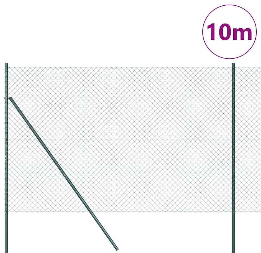 vidaXL Φράχτης από αλυσίδα με στήλες Πράσινο 1.6 x 10 m Ατσάλι