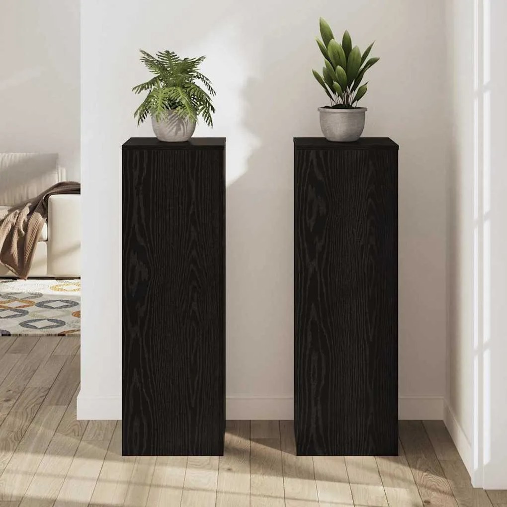 vidaXL Βάση φυτών 2 pcs Μαύρη δρυς 33 x 33 x 100 cm Επεξεργασμένο ξύλο