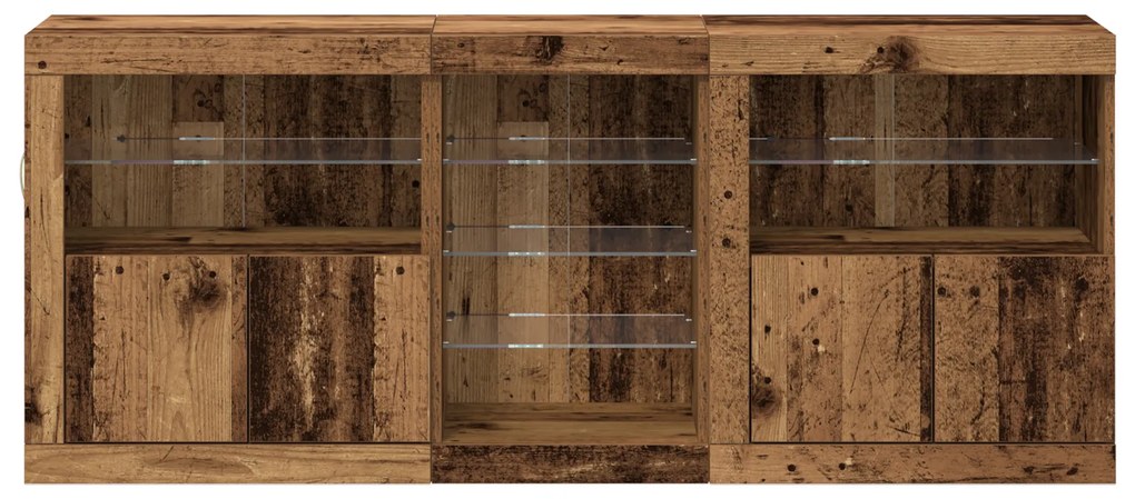 vidaXL Μπουφές με LED φώτα Παλιό ξύλο 162x37x67 εκ. Κατασκευασμένο ξύλο