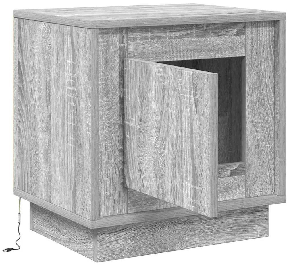vidaXL Κομοδίνο με Γκρι 44 x 34.5 x 45 εκ Επεξεργασμένο ξύλο