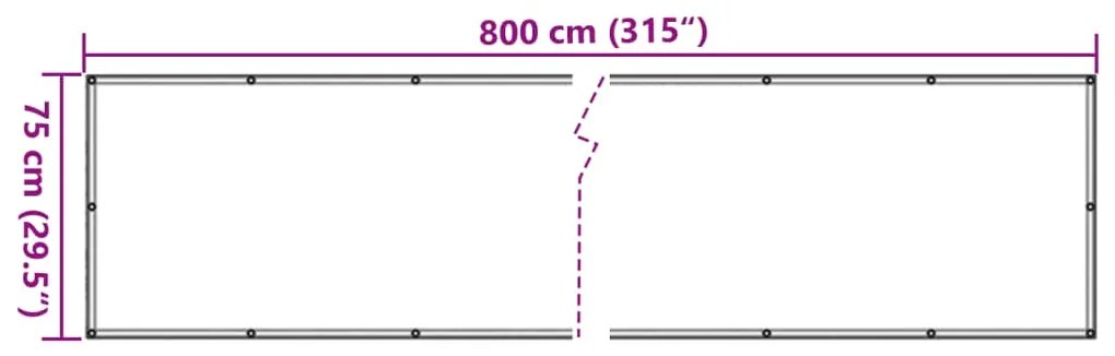 vidaXL Περίφραξη Μπαλκονιού Σχέδιο Ledge Stone Γκρι 800x75 εκ. PVC