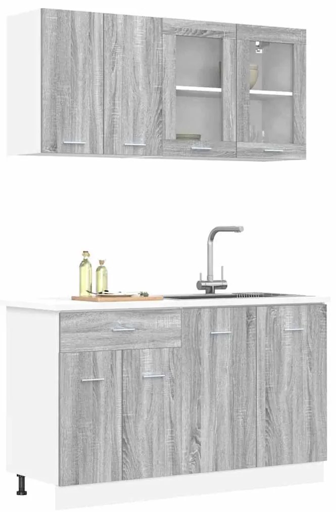 vidaXL Σετ ντουλαπιών κουζίνας 4 pcs Γκρι sonoma 140 x 46 x 81.5 εκ