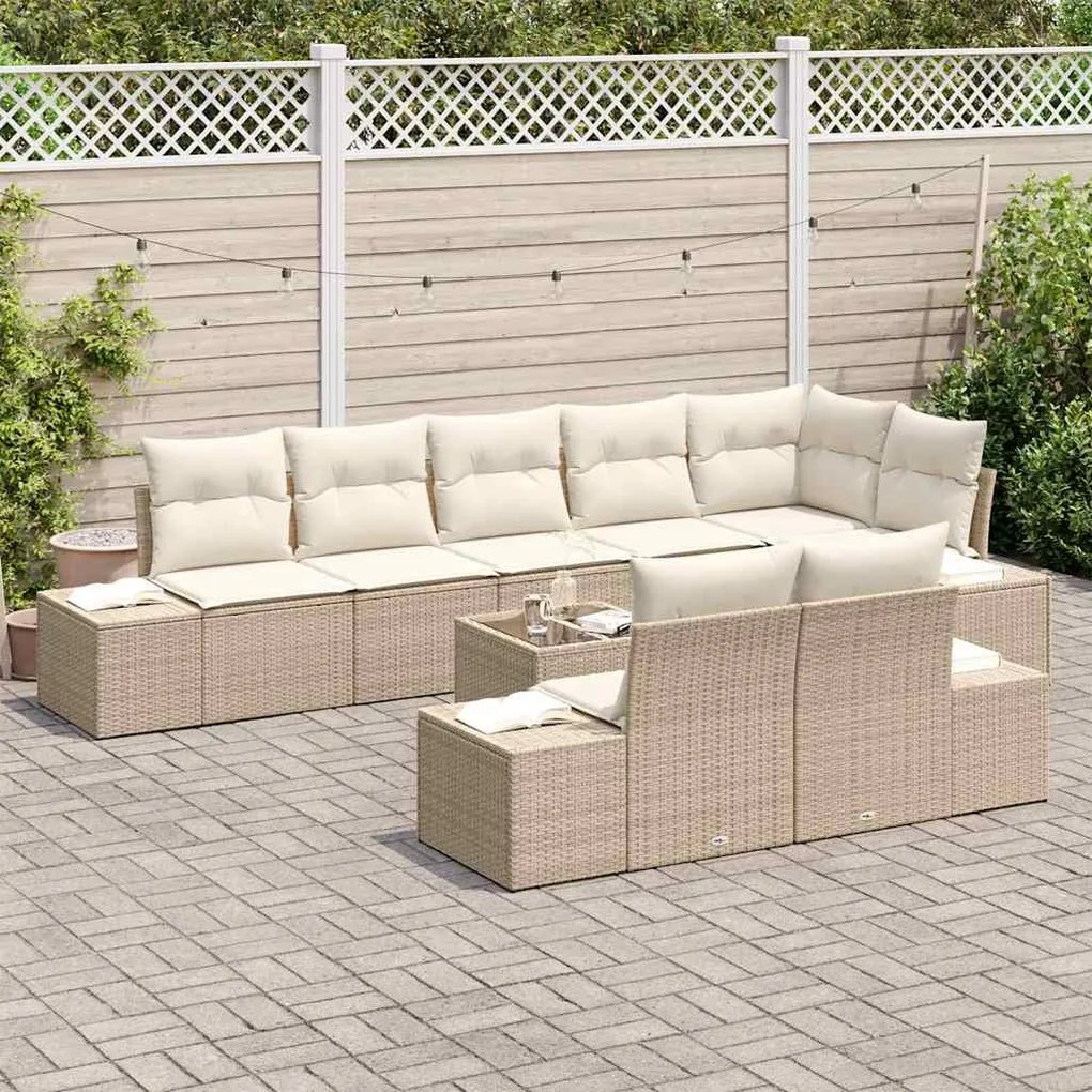 vidaXL Σετ Καναπέ Κήπου 9 pcs μπεζ και κρεμ 319 x 154 x 85 εκ.