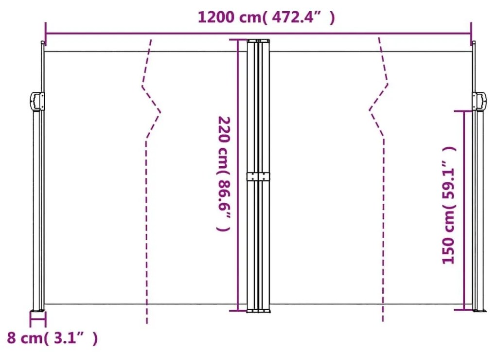 Σκίαστρο Πλαϊνό Συρόμενο Μπλε 220x1200 εκ. - Μπλε