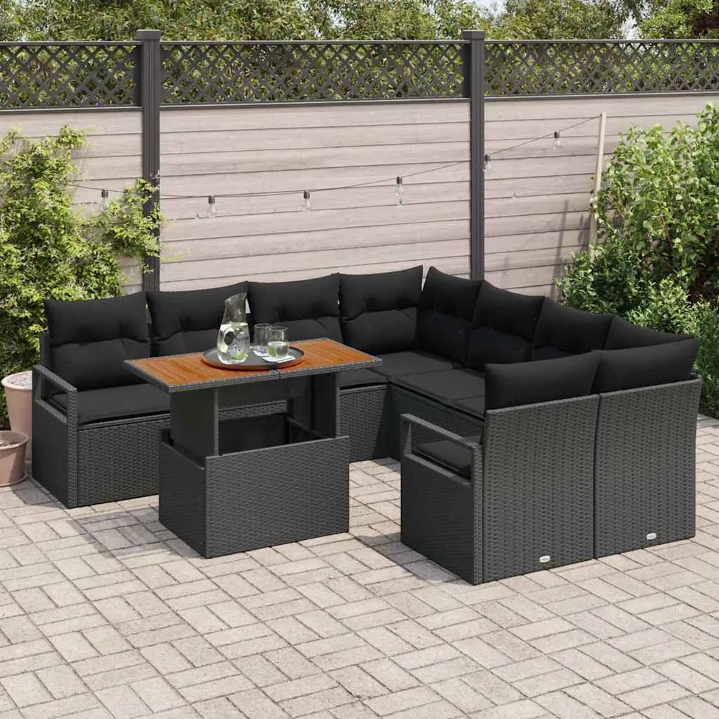 vidaXL Σέτ φαγητού για κήπο 9 pcs Μαύρο, Καφέ 100 x 55 x 73 εκ