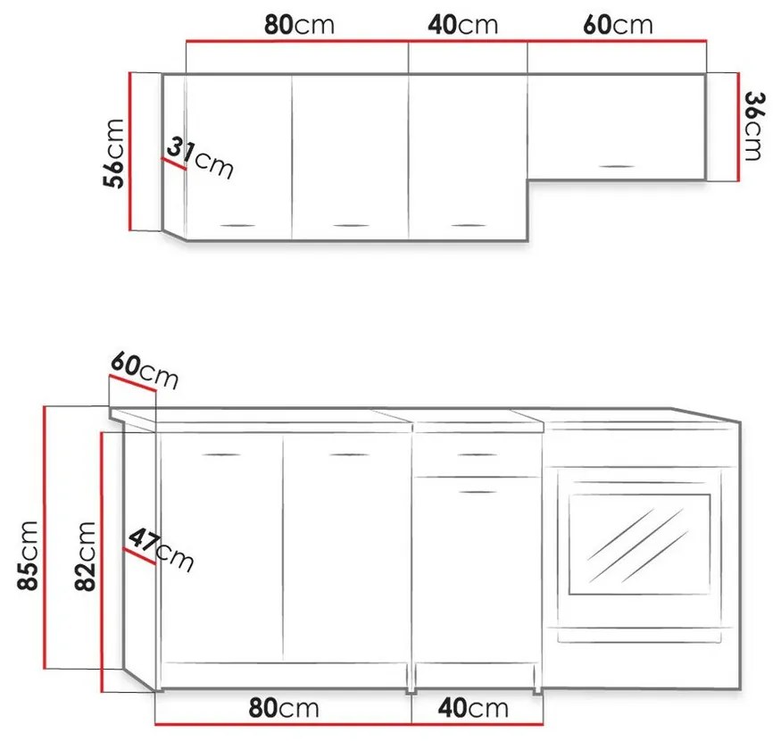 Σετ κουζίνας Trenton 101, 180x60cm, 77 kg, Πάγκος, Πλαστικοποιημένη μοριοσανίδα | Epipla1.gr