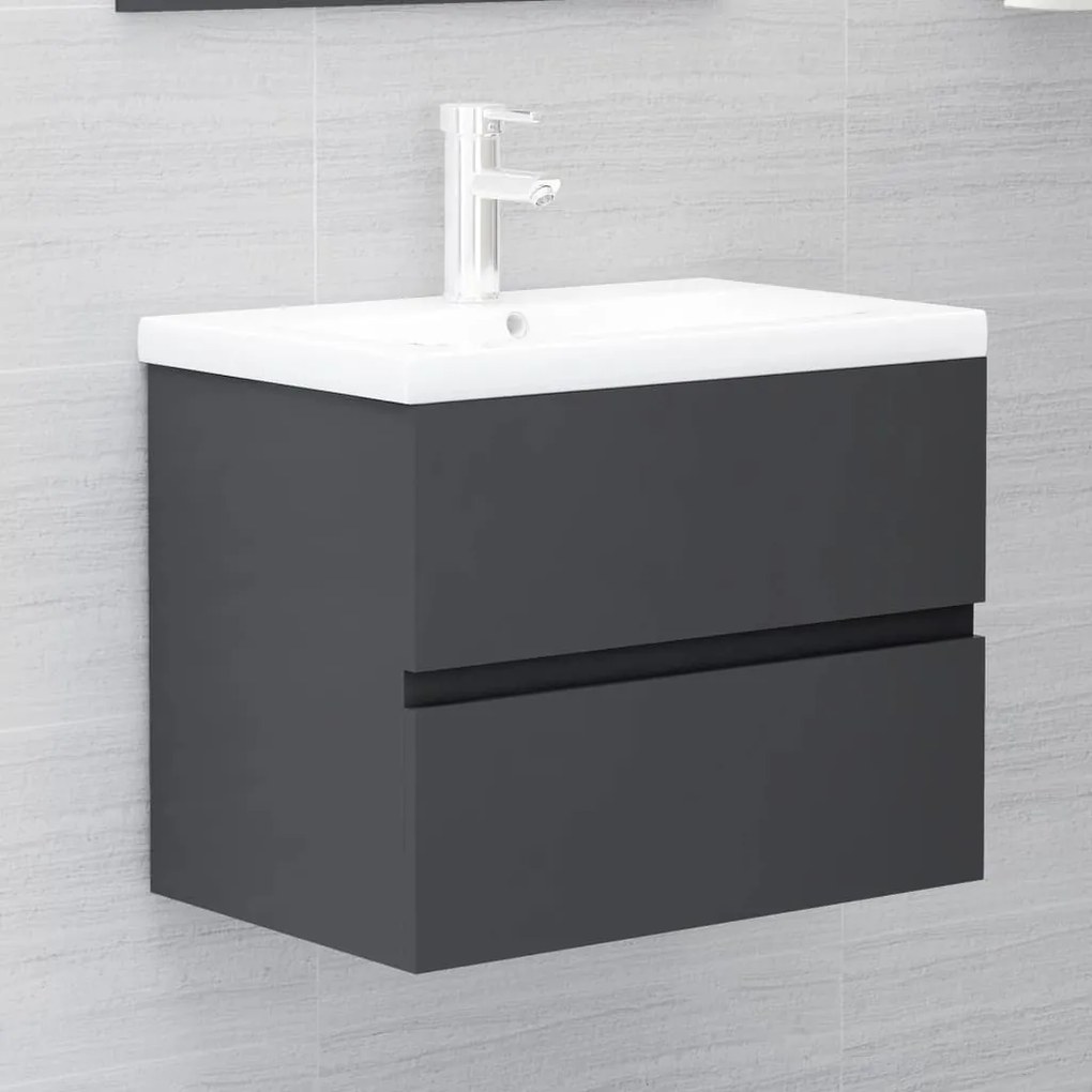 vidaXL Ντουλάπι Νιπτήρα Γκρι 60x38,5x45 εκ. Μοριοσανίδα