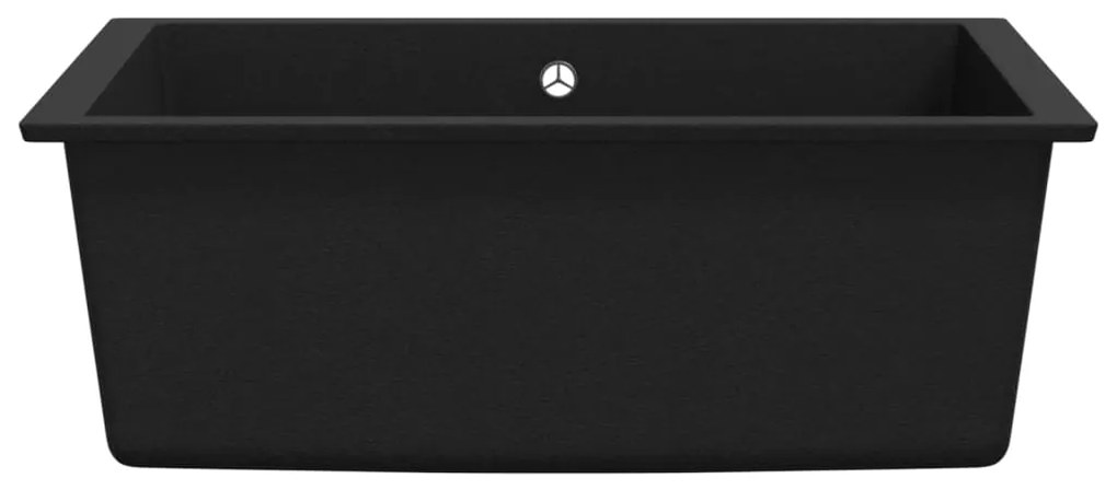 vidaXL Νεροχύτης με Οπή Υπερχείλισης Μαύρος Γρανιτένιος