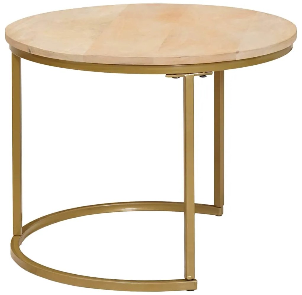 vidaXL Τραπεζάκια Καφέ Στερεών 3 pcs Μασίφ ξύλο μάνγκο και χάλυβας