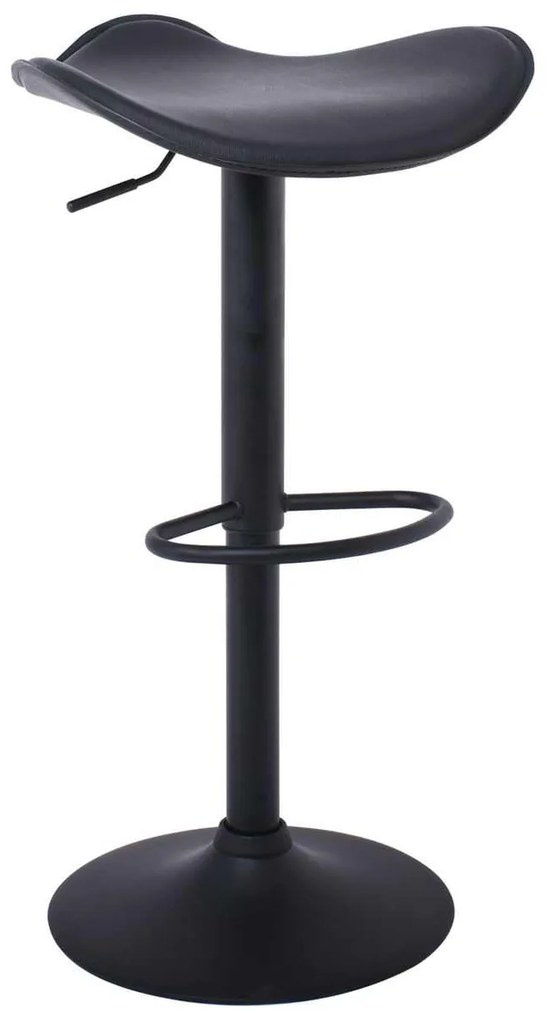 SADDLE Σκαμπό BAR, Μέταλλο Βαφή Μαύρο, Pvc Μαύρο, Ρύθμιση Ύψους, Περιστρεφόμενο 45x43x58/64-79/85cm