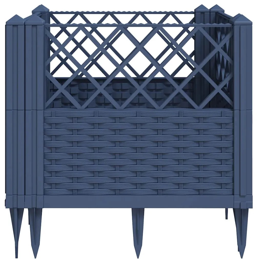 vidaXL Ζαρντινιέρα με Πασσάλους Μπλε Γκρι 43,5x43,5x43,5 εκ. Πολυπροπυλένιο