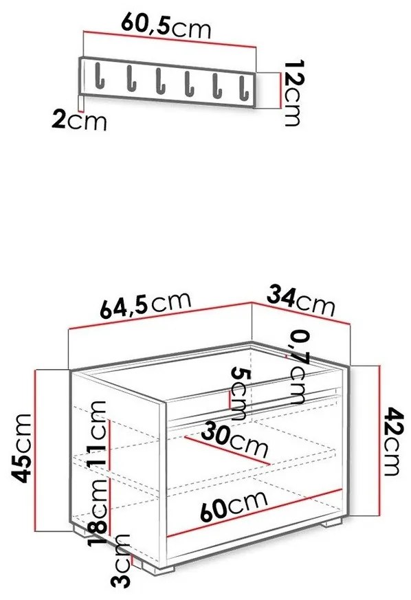Σετ διαδρόμου Trenton 133, 65x34cm, 17 kg, Οικολογικό δέρμα, Πλαστικοποιημένη μοριοσανίδα, Τοίχου, Εντοιχισμένη | Epipla1.gr