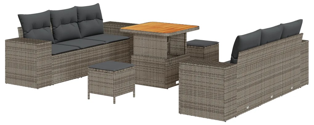 vidaXL Σετ Καναπέ Κήπου με μαξιλάρι 9 pcs Γκρι 80 x 80 x 71 cm