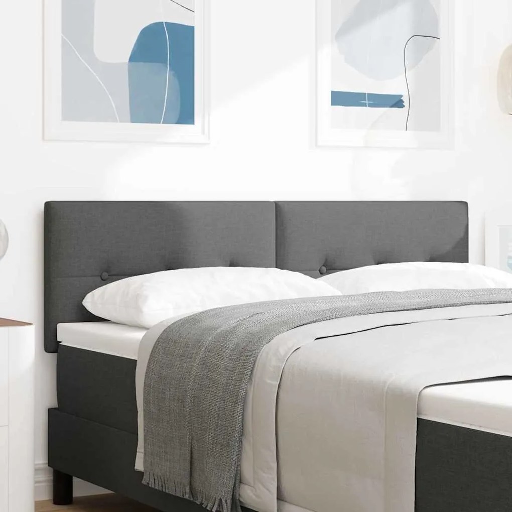 vidaXL LED Κεφαλάρι με φώτα λωρίδας LED Σκούρο Γκρι 160 cm ύφασμα