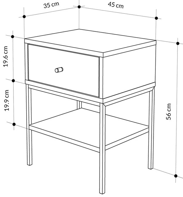 Κομοδίνο Lisa Megapap χρώμα saphhire oak 45x35x56εκ.