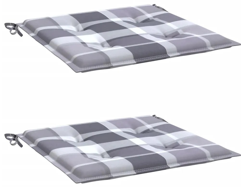 vidaXL Μαξιλάρια Καρέκλας 2τεμ Γκρι Καρό 40x40x4εκ. Ύφασμα Oxford