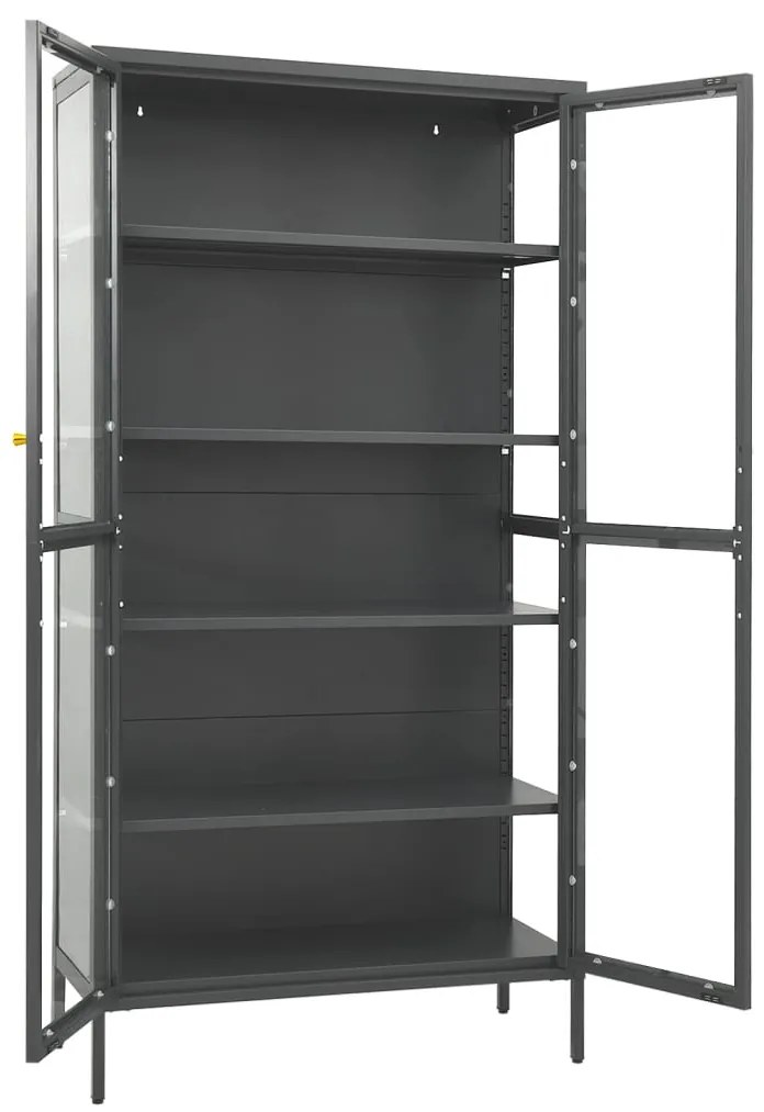 vidaXL Ντουλάπα Βιτρίνας Ανθρακί 90x40x180 εκ. Ατσάλι / Ψημένο Γυαλί