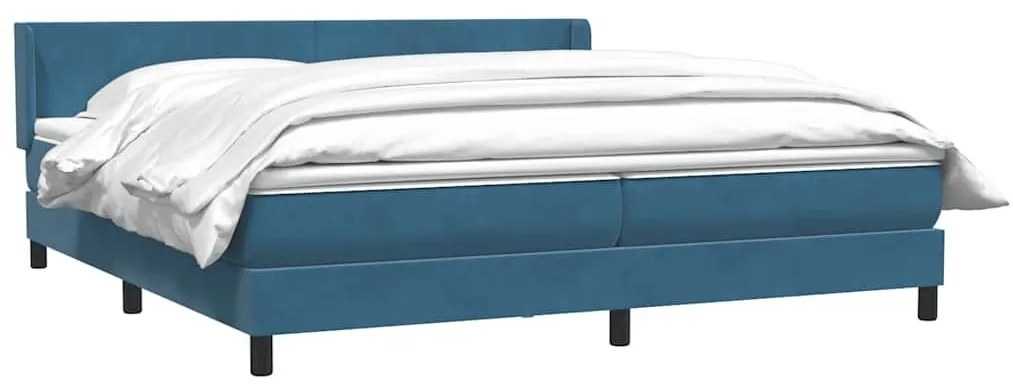 Box Spring κρεβάτι με στρώμα σκούρο μπλε 180x220 cm Βελούδινο - Μπλε