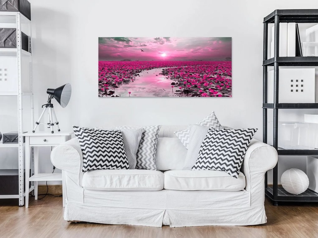 Πίνακας - Lilies and Sunset (1 Part) Narrow 135x45