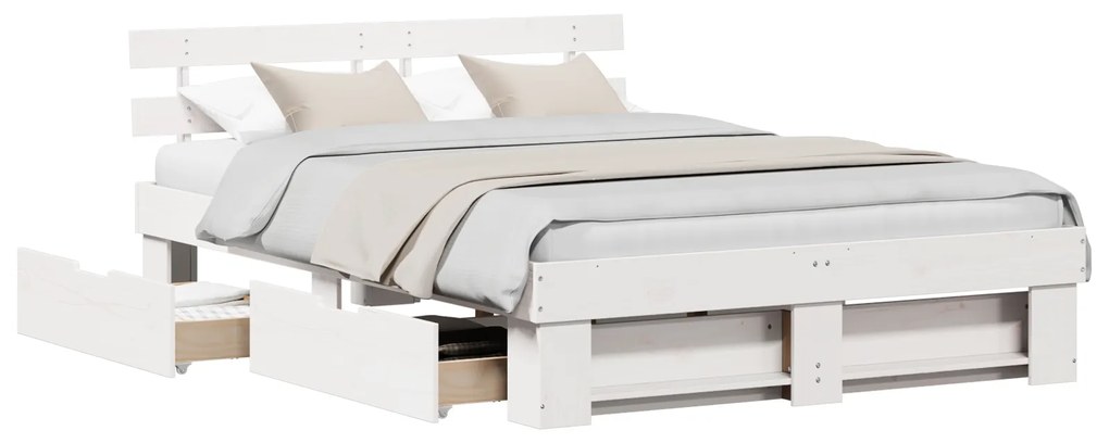 vidaXL Σκελετός Κρεβατιού Λευκό 160 x 200 cm Συμπαγές ξύλο πεύκου
