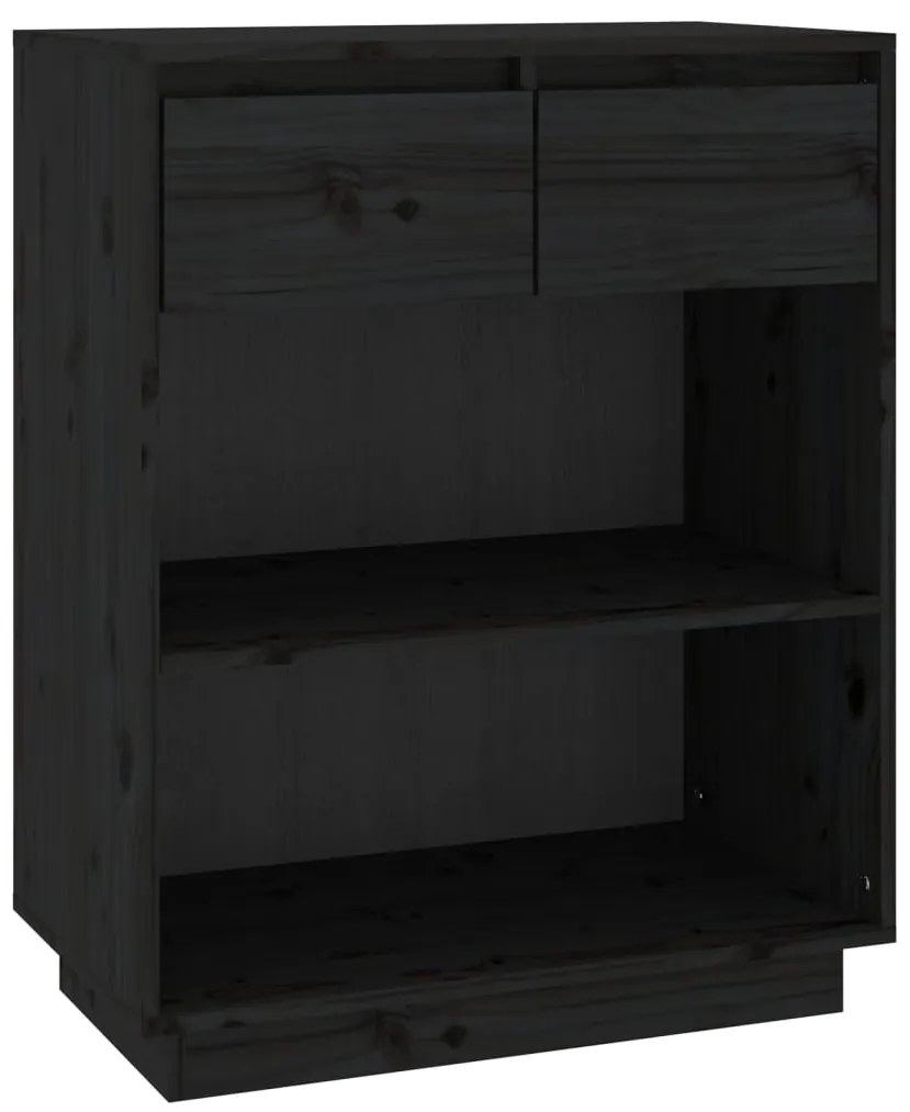 vidaXL Ντουλάπι Κονσόλα Μαύρο 60 x 34 x 75 εκ. από Μασίφ Ξύλο Πεύκου