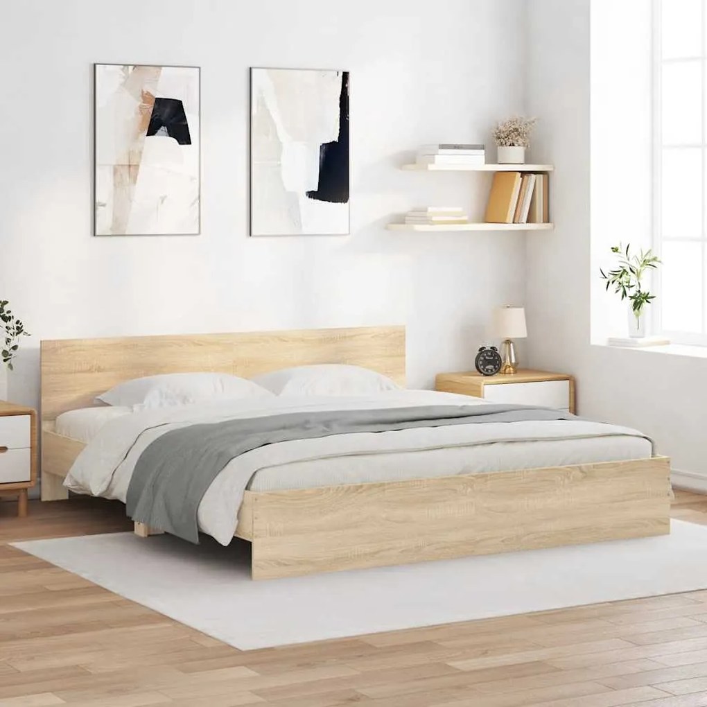 vidaXL Πλαίσιο Κρεβατιού με Κεφαλάρι Sonoma Δρυς 160 x 200 εκ.