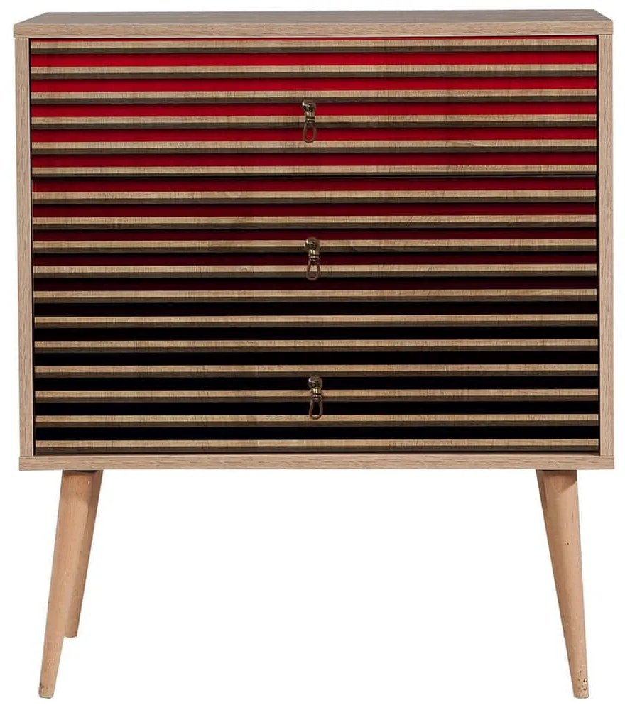 Συρταριέρα Trio 869VEL3433 80x40x90cm Multi-Red