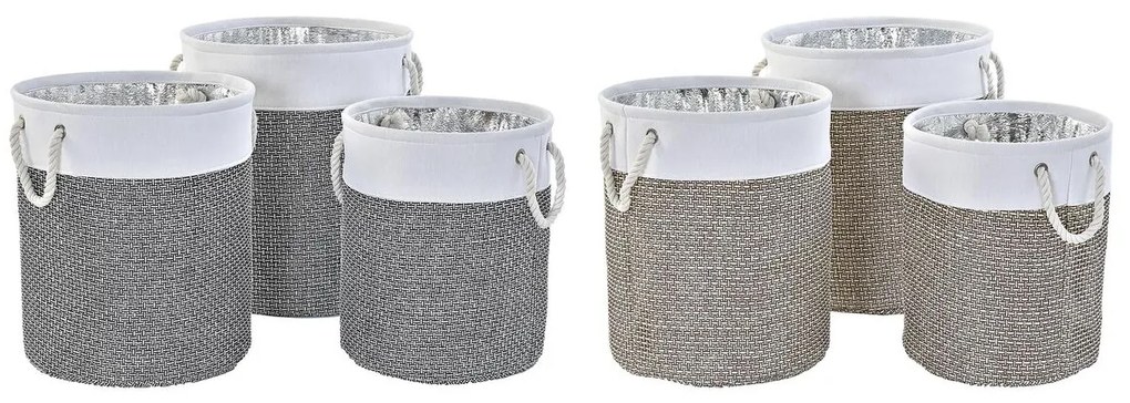 Σετ Καλαθιών DKD Home Decor Λευκό Καφέ Γκρι 40 x 40 x 49 cm 4 κιλά 3 Τεμάχια (x2)