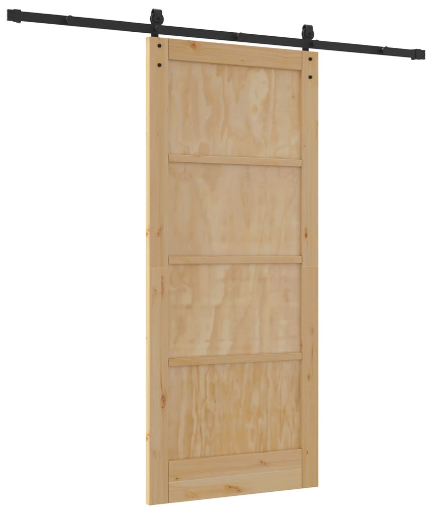 vidaXL Συρόμενη Πόρτα με Σετ Εξαρτημάτων 86x198.5 cm Συμπαγές Ξύλο Πεύκου